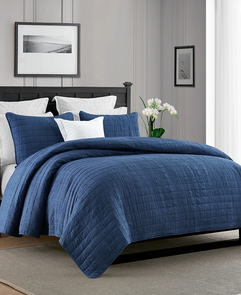 Cathay Home Inc. Enzyme Washed Crinkle Quilt Set, King/California King