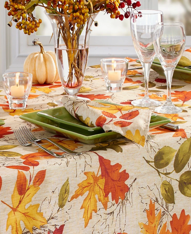 Elrene Autumn Leaves Fall Printed Napkins, Set of 8