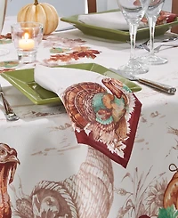Elrene Holiday Turkey Bordered Fall Napkins, Set of 8