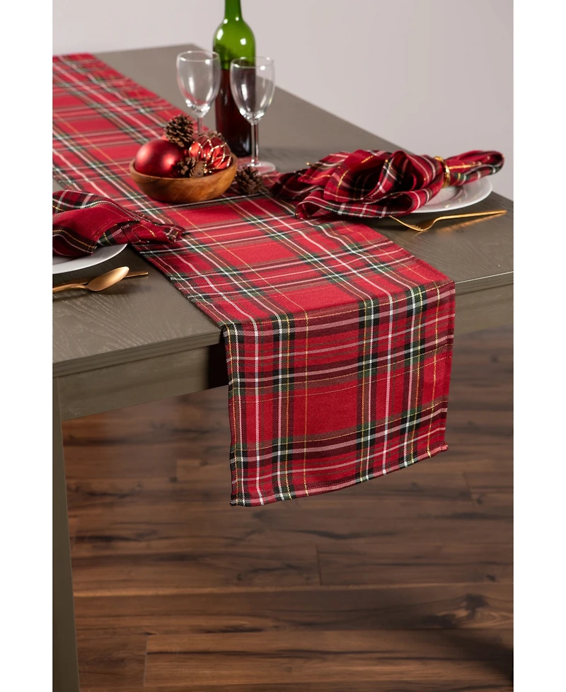 Design Imports Holiday Metallic Plaid Table Runner
