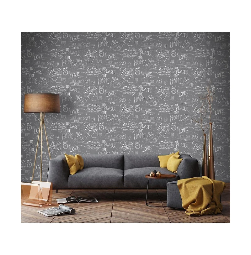 Graham Brown Chalk Board Grey Wallpaper