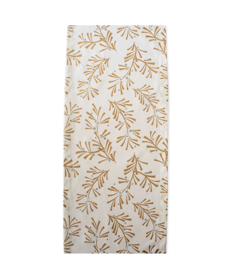 Design Imports Metallic Holly Leaves Table Runner