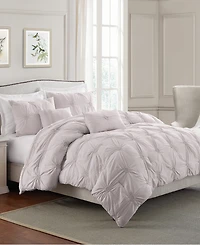 Cathay Home Inc. Floral Pintuck Comforter Set, Twin/Twin Xl