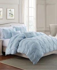 Cathay Home Inc. Floral Pintuck Comforter Set, Full/Queen