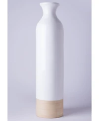 Uniquewise Cylinder Shaped Tall Spun Bamboo Floor Vase Glossy Lacquer Bamboo, Small