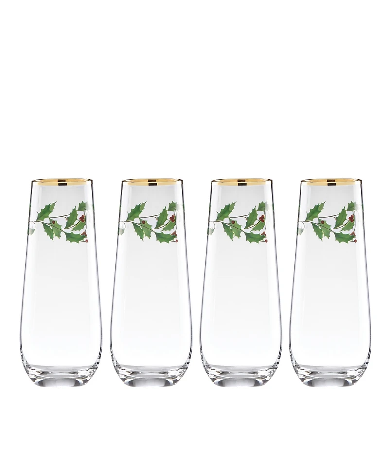 Lenox Holiday Stemless Flutes, Set of 4