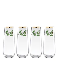 Lenox Holiday Stemless Flutes, Set of 4