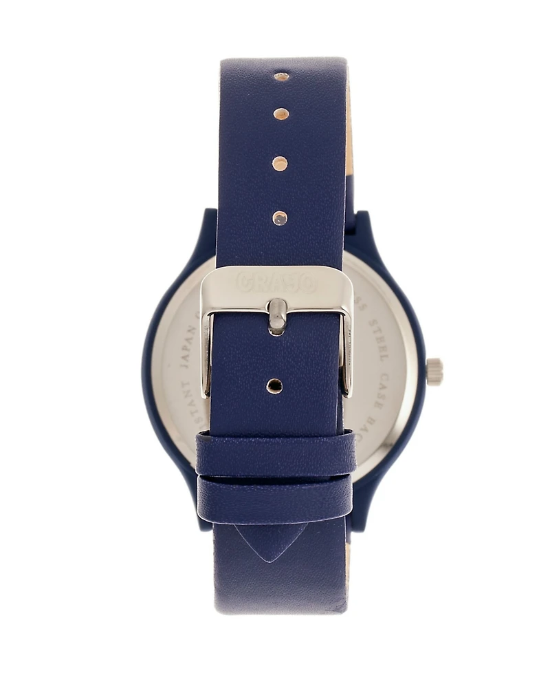 Crayo Unisex Trinity Blue Leatherette Strap Watch 36mm