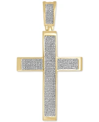 Diamond Pave Cross Pendant (1 ct. t.w.) in 14k Gold-Plated Sterling Silver