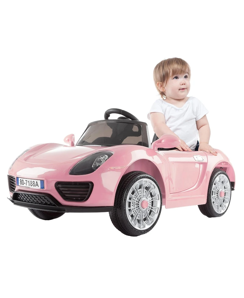 Ride On Sports Car Motorized Electric Rechargeable Battery Powered Toy with Remote Control, MP3 and Usb, Lights and Sound by Lil Rider Pink