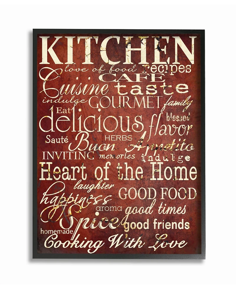 Stupell Industries Home Decor Collection Words in the Kitchen, Off Red Framed Giclee Art, 11" x 14"