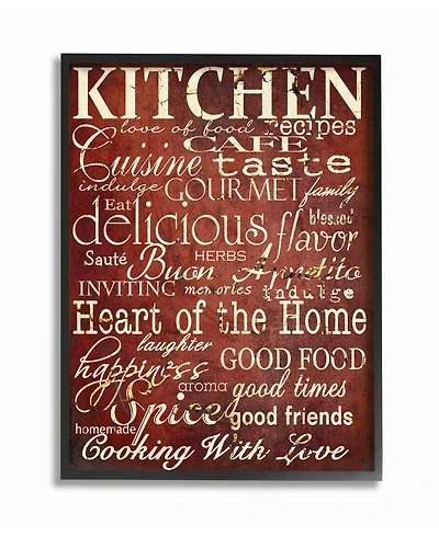 Stupell Industries Home Decor Collection Words in the Kitchen, Off Red Framed Giclee Art, 11" x 14"