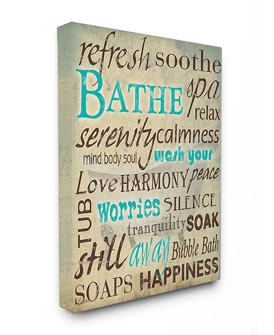 Stupell Industries Home Decor Bathe Wash Your Worries Typography Bathroom Canvas Wall Art, 24" x 30"
