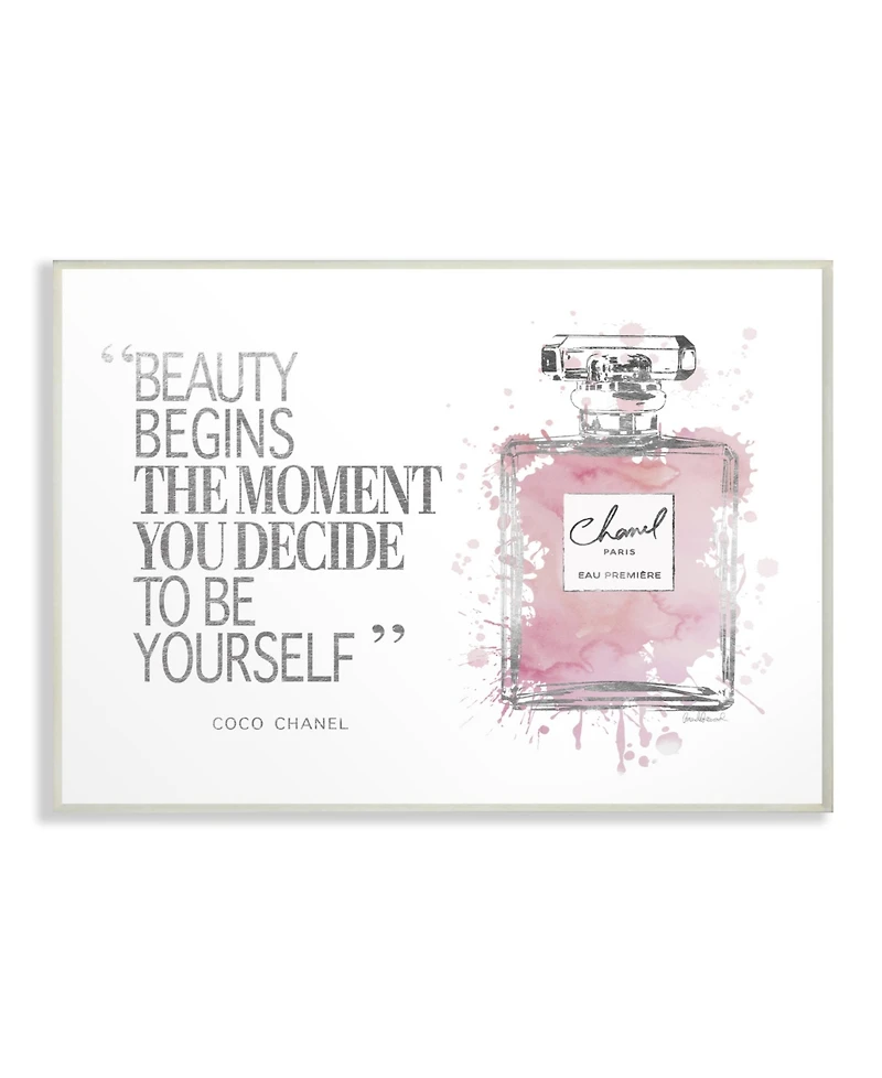 Stupell Industries Beauty Begins Fashion Perfume Wall Plaque Art, 12.5" x 18.5"