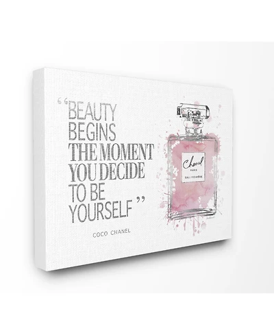 Stupell Industries Beauty Begins Fashion Perfume Canvas Wall Art, 30" x 40"