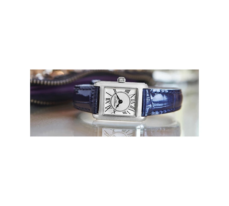 Frederique Constant Women's Swiss Classics Carree Blue Leather Strap Watch 23x21mm