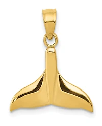 Whale Tail Pendant in 14k Yellow Gold