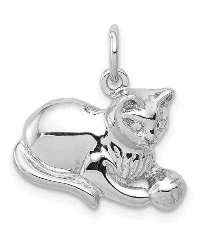 Cat Charm 14k White Gold