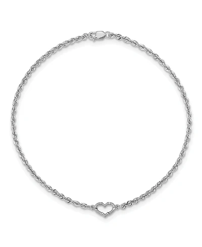 Heart Rope Anklet in 14k White Gold