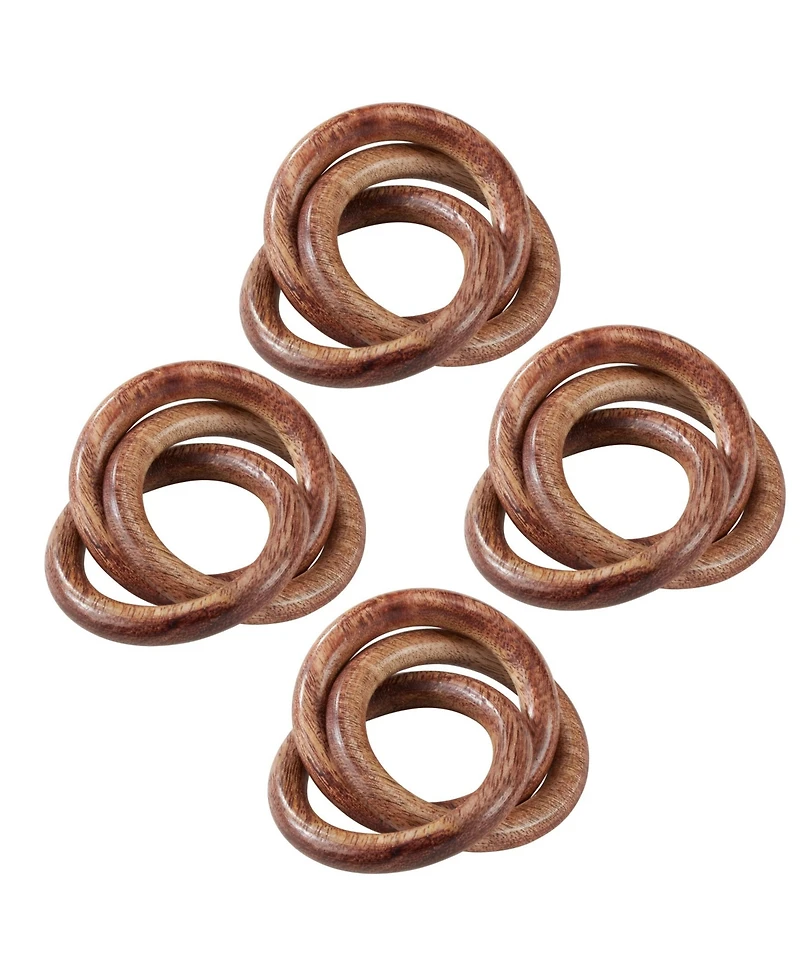 Saro Lifestyle Mango Wood Napkin Ring with Interlock Design, Set of 4
