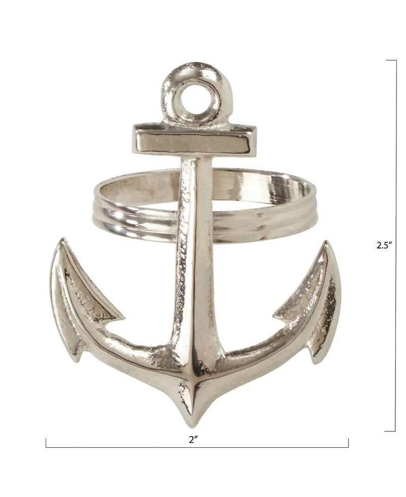 Saro Lifestyle Anchor Design Napkin Ring, Set of 4