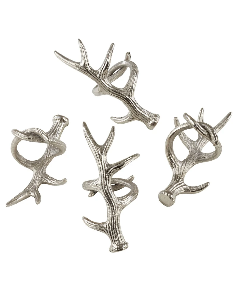 Saro Lifestyle Rustic Napkin Ring With Antler Design, Set of 4
