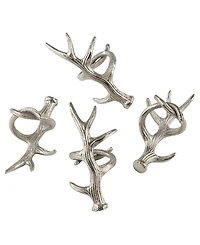 Saro Lifestyle Rustic Napkin Ring With Antler Design, Set of 4