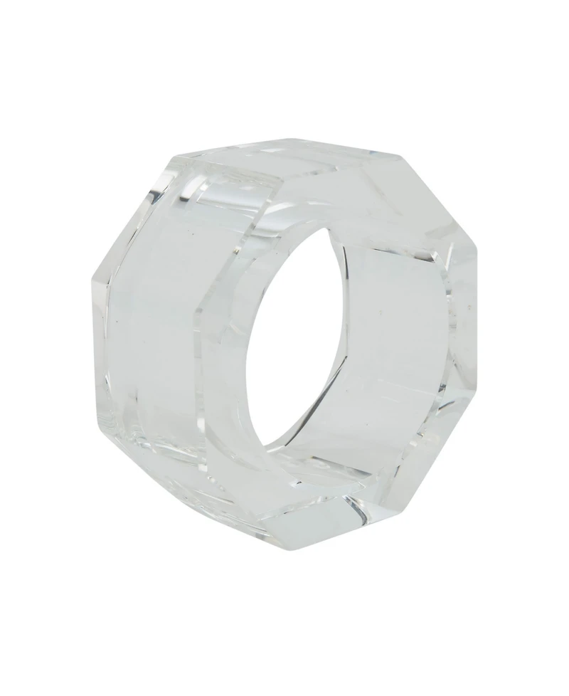 Saro Lifestyle Glass Crystal Octagonal Facet Napkin Ring, Set of 4
