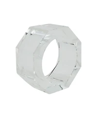 Saro Lifestyle Glass Crystal Octagonal Facet Napkin Ring, Set of 4