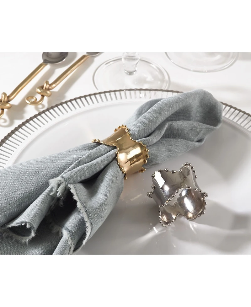 Saro Lifestyle Napkin Ring Collection Classic Design Set of 4, 2.5" x 1"