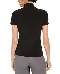 Anne Klein Short-Sleeve Mock-Neck Top