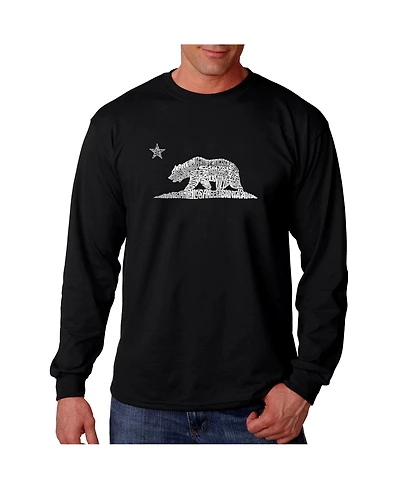 La Pop Art Men's Word Long Sleeve T-Shirt- California Bear