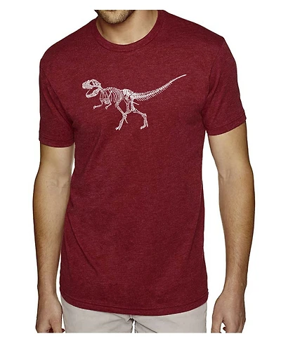 La Pop Art Men's Premium Word T-Shirt - Dinosaur T-Rex Skeleton