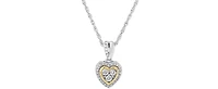 Diamond Mini-Heart Pendant Necklace (1/10 ct. t.w.) in Sterling Silver and 14k Gold