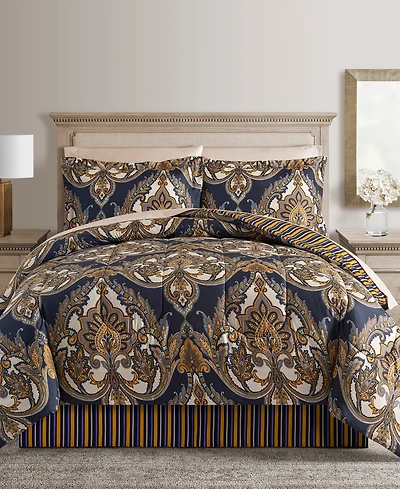 Fairfield Square Collection Odyssey Scroll/Stripe Reversible 8 Pc. Comforter Sets, Exclusively at Macy's