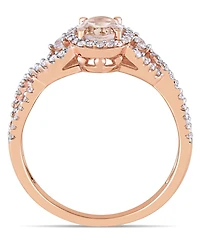 Morganite (3/4 ct. t.w.) White Sapphire (1/20 and Diamond (1/3 3-Stone Infinity Ring 10k Rose Gold