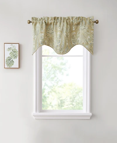 Hlc.me Paris Paisley Thermal Insulated Decorative Rod Pocket Short Scalloped Curtain Valance for Kitchen, Bathroom