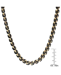 Steeltime Men's black Ip and 18k gold Plated Stainless Steel 24" Byzantine Chain Necklaces