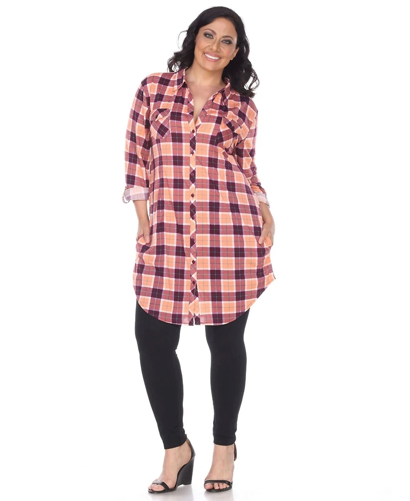 White Mark Plus Piper Stretchy Plaid Tunic