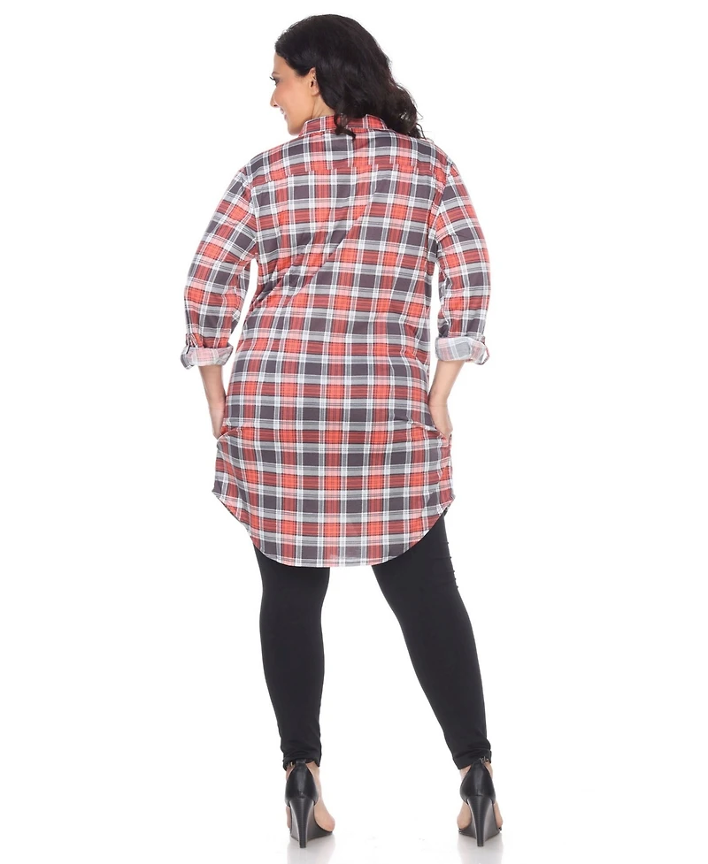 White Mark Plus Piper Stretchy Plaid Tunic