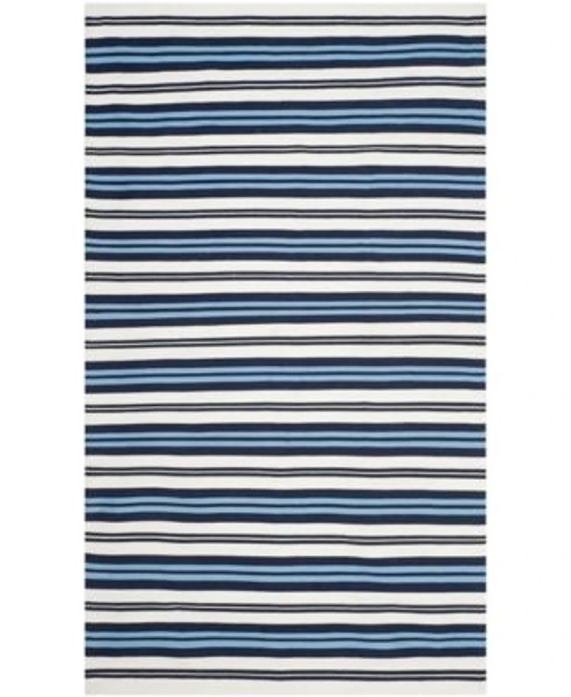 Lauren Ralph Lauren Leopold Stripe LRL2462B White French Blue Outdoor Area Rug Collection