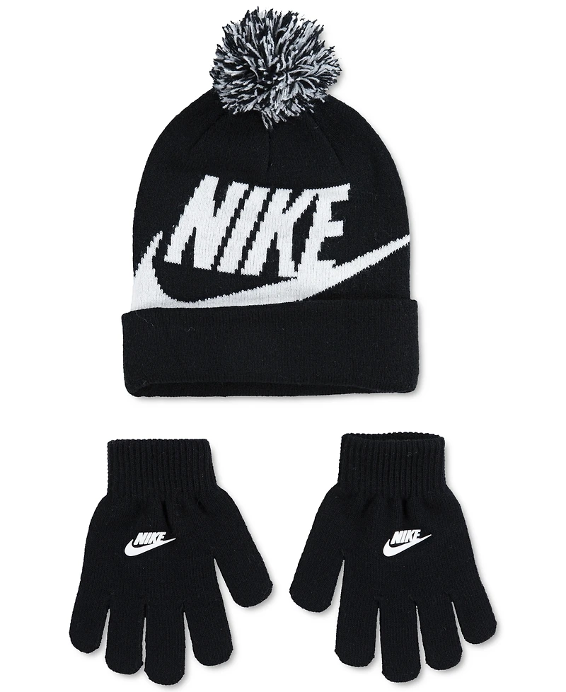 Nike Big Boys 2-Piece Swoosh Beanie and Gloves Set