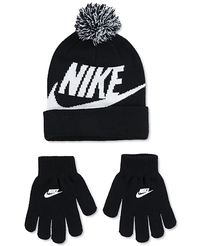 Nike Big Boys 2-Piece Swoosh Beanie and Gloves Set