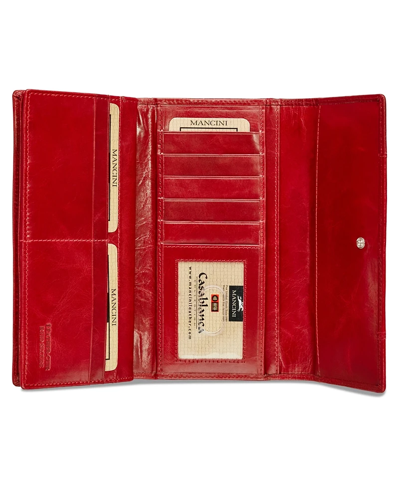 Mancini Casablanca Collection Rfid Secure Ladies Trifold Wing Wallet