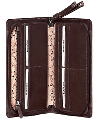 Mancini Casablanca Collection Rfid Secure Ladies Zippered Clutch Wallet