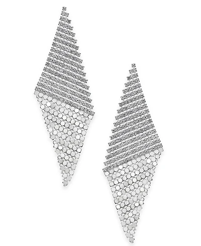 I.n.c. International Concepts Silver-Tone Pave Triangular Mesh Statement Earrings, Created for Macy's