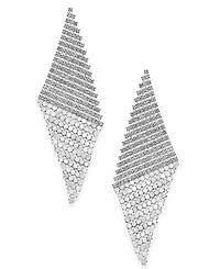 I.n.c. International Concepts Silver-Tone Pave Triangular Mesh Statement Earrings, Created for Macy's