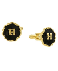 1928 Jewelry 14K Gold-Plated Enamel Initial H Cufflinks