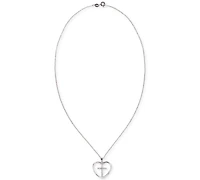 Diamond Cross Heart 18" Pendant Necklace (1/10 ct. t.w.) in Sterling Silver