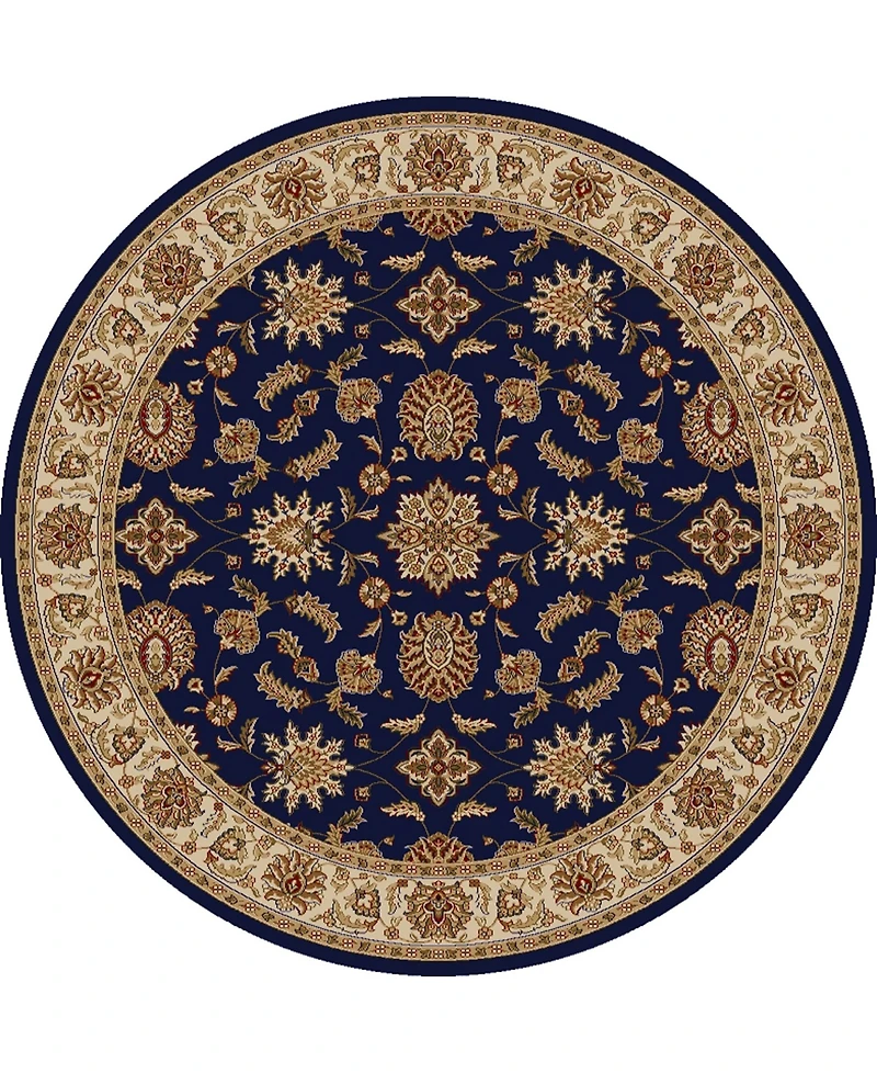 Closeout! Km Home 1592/1085/Navy Pesaro Blue 5'3" x 5'3" Round Area Rug
